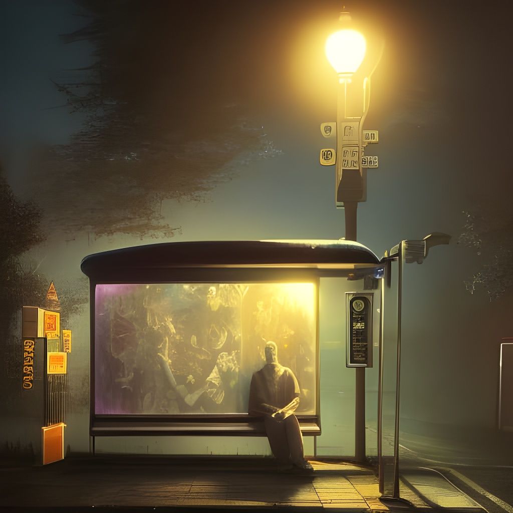 Bus Stop for the Dead: Hyperdetailed Fantasy Art