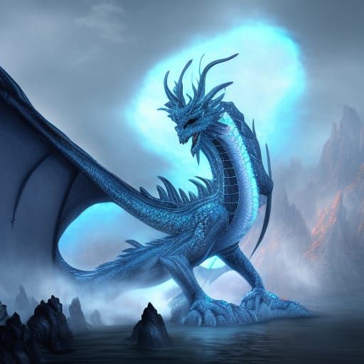 Realistic Ice Dragon in 8k Resolution