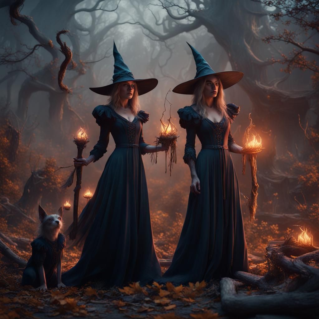 Detailed Matte Painting of Witches in Fantasy Art