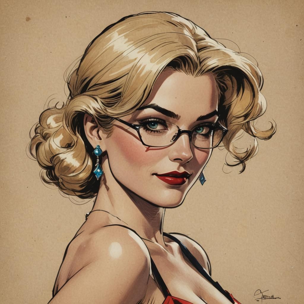 Vintage Pin-Up Sketch of Dr. Harleen Quinzel
