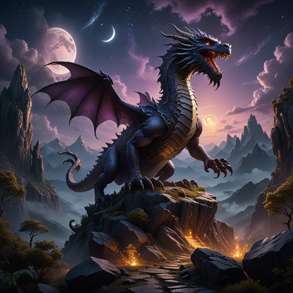 Dragon Sovereign in Moonlit Majesty