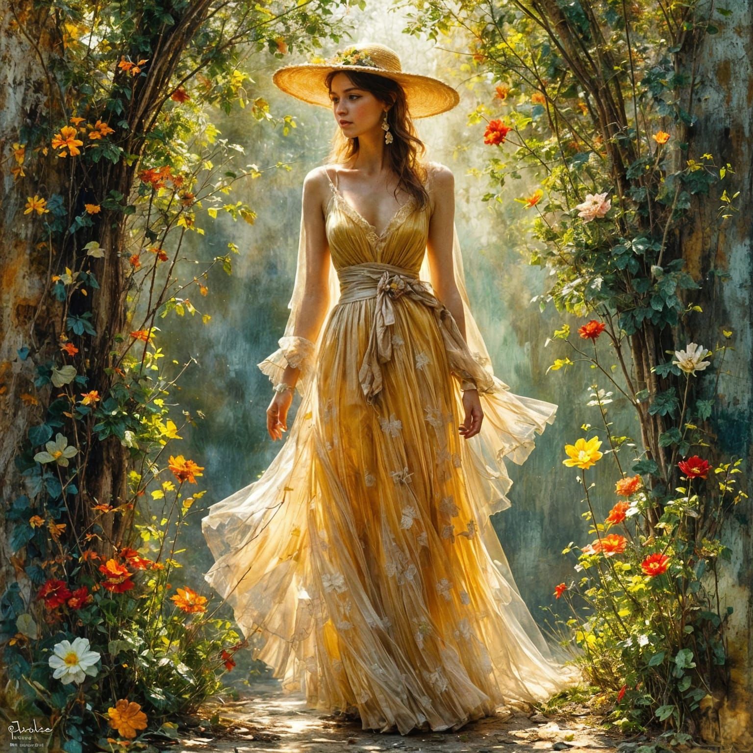 Photographie impressionniste. Plan moyen. Claude Monet se ca...