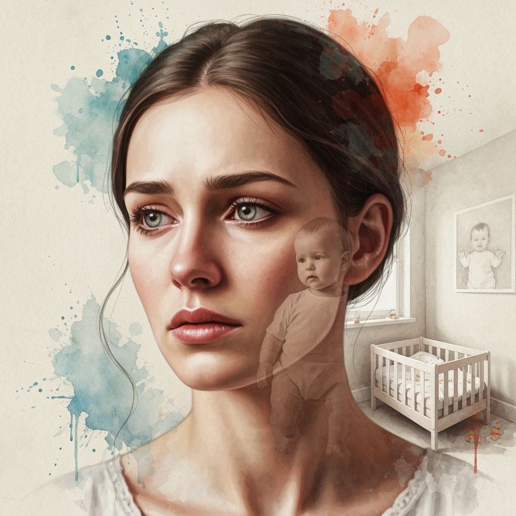 Woman's Grief in Double Exposure Portrait