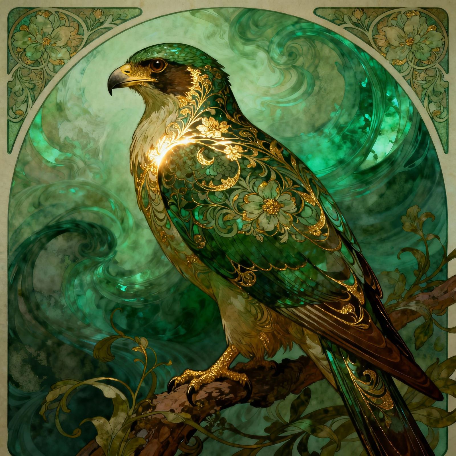 Maltese Falcon in Art Nouveau Style