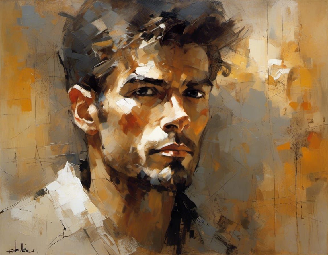Young Man in Golden Light, Chiaroscuro Portrait