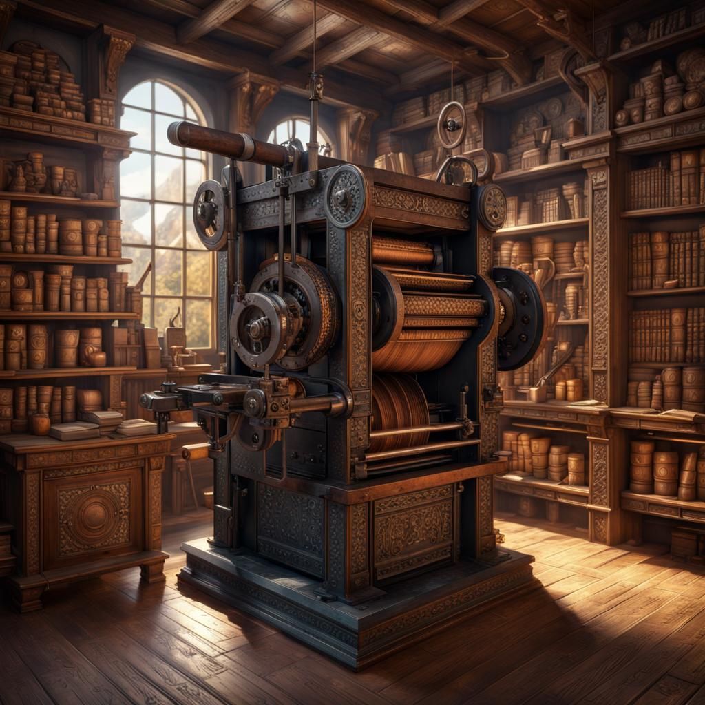 The First Printing Press: Photorealistic Concept Art