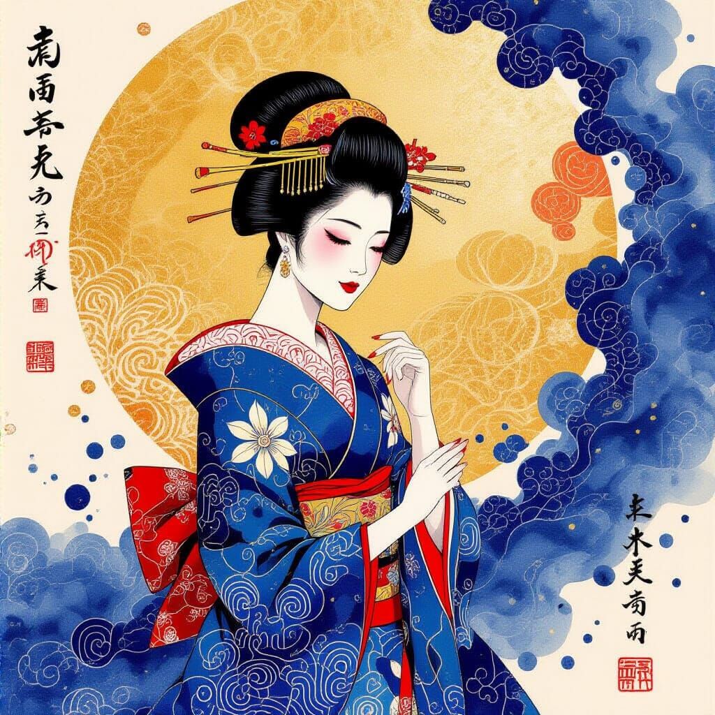 Ethereal Lady in Psychedelic Fractal Fusion