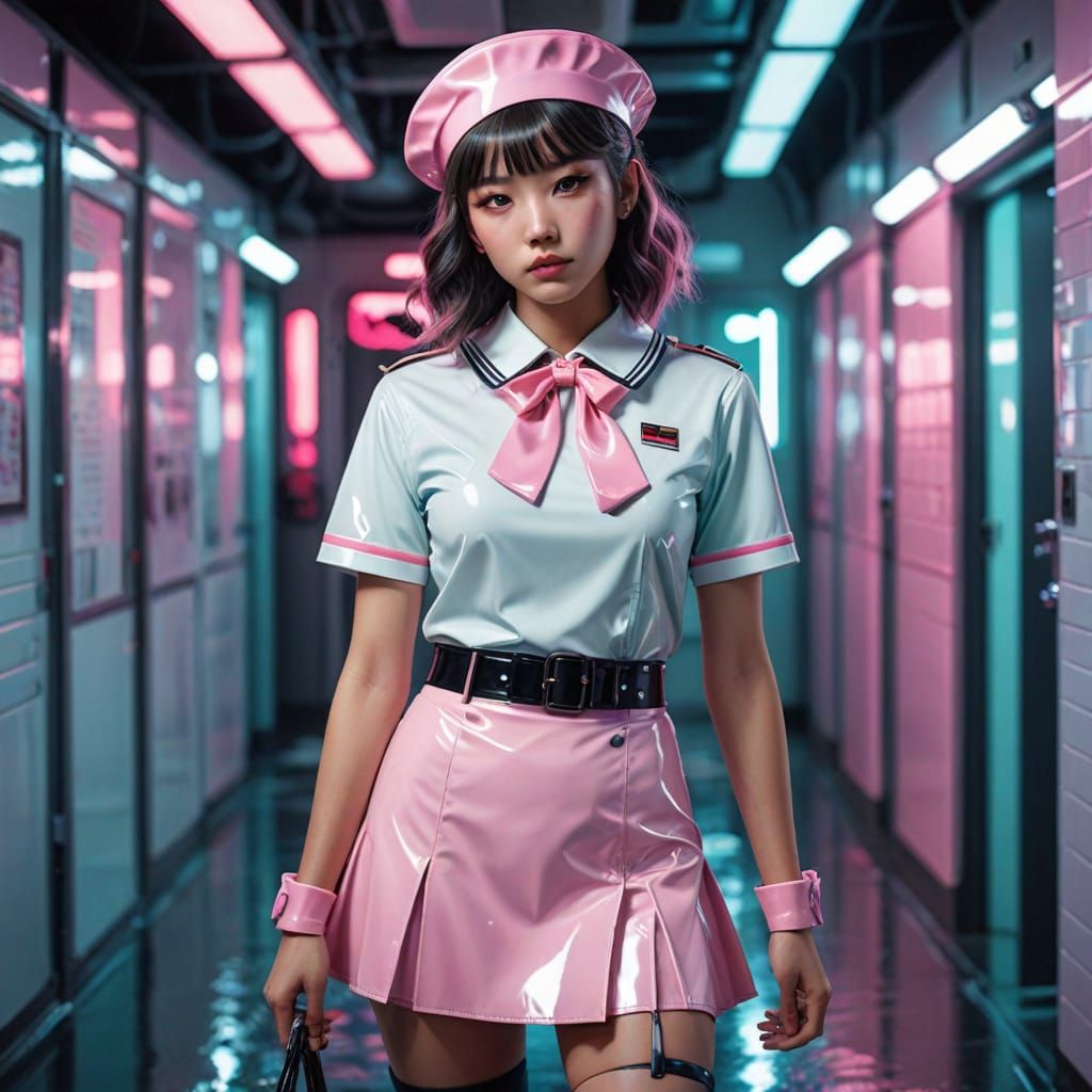 Hyper-Realistic Digital Art of a Young Woman in a Shiny Sail...