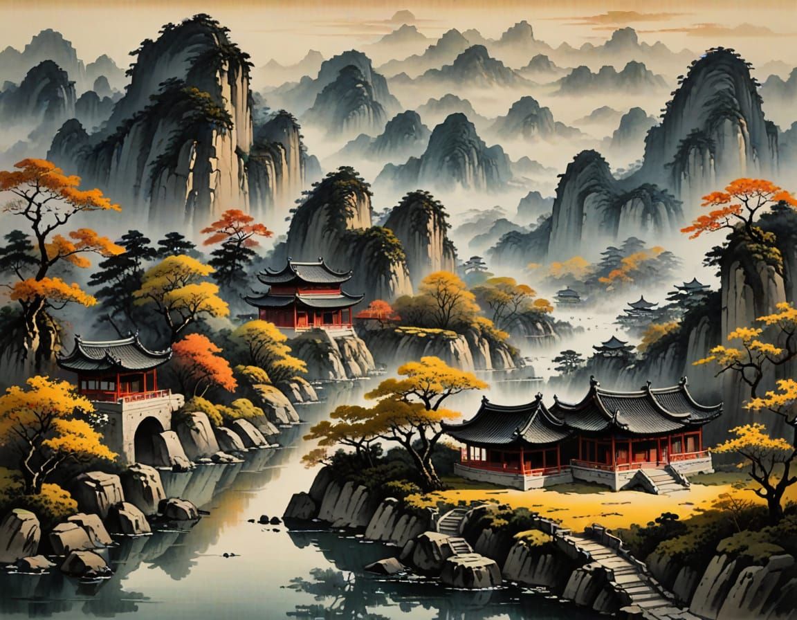 Classic Chinese Ink Landscape Painting