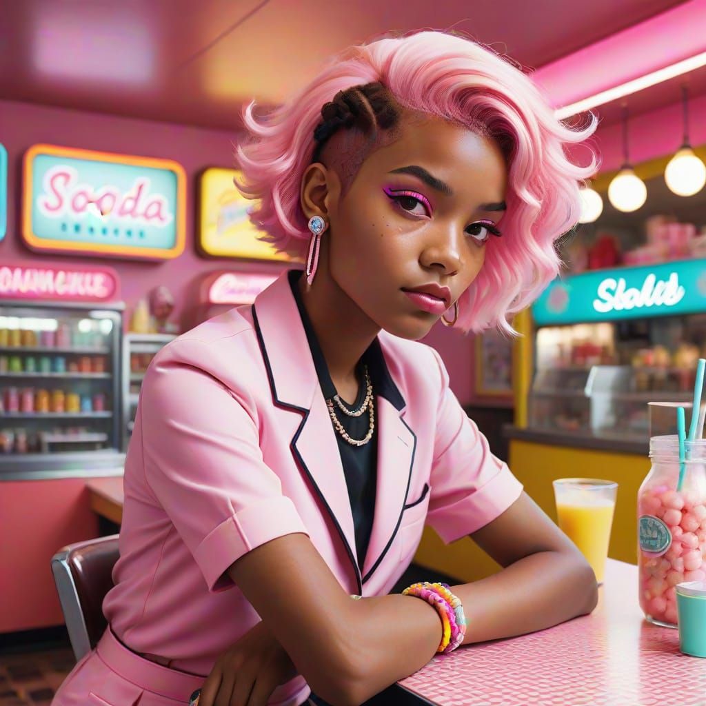 Confident Genderqueer Icon Sits Pretty in Retro Futuristic S...