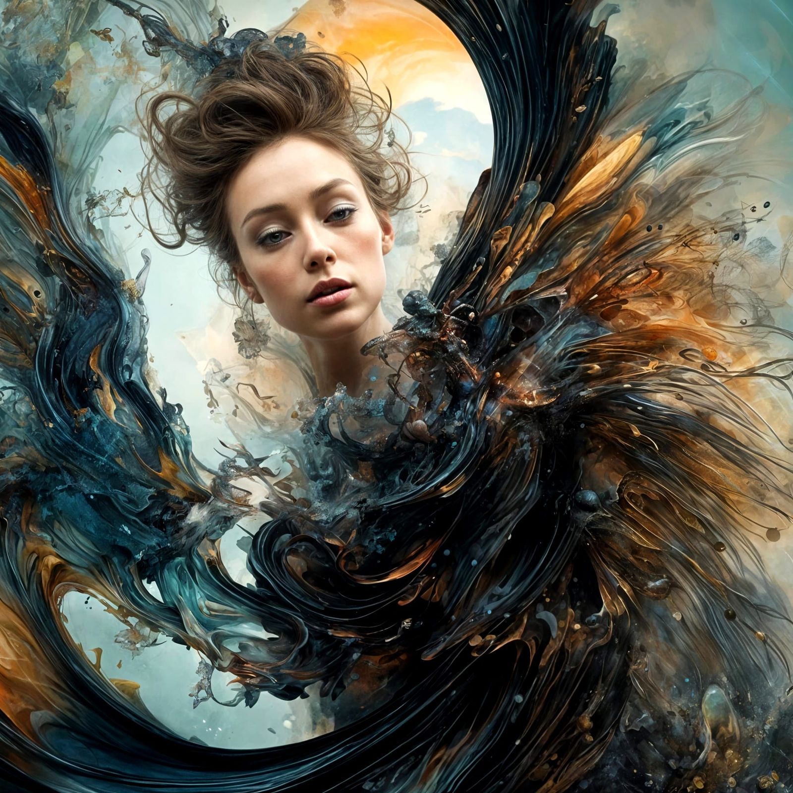 Polychromatic Alien Portrait in Hyperrealistic Matte Paintin...