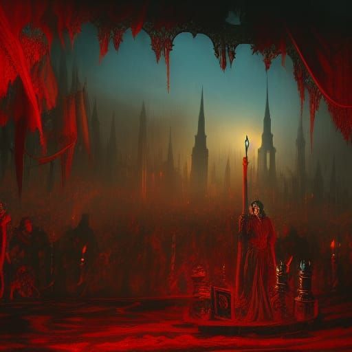 Vampire at a Masquerade Ball in Detailed Painting Style