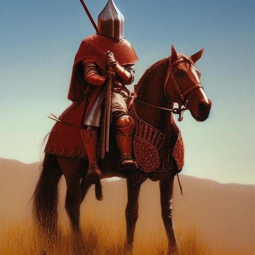 Lone Knight in Oil Painting Style