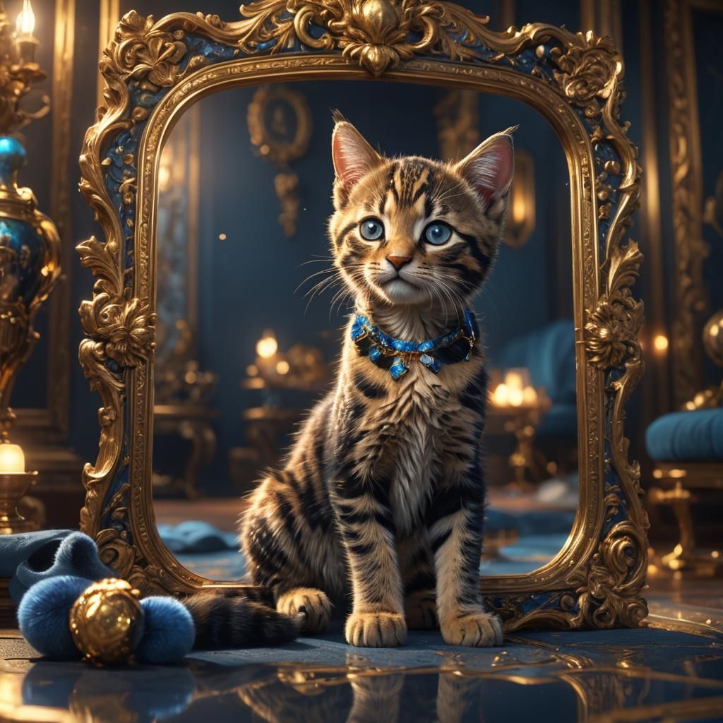 Kitten and Panther Reflection: Fantasy Concept Art