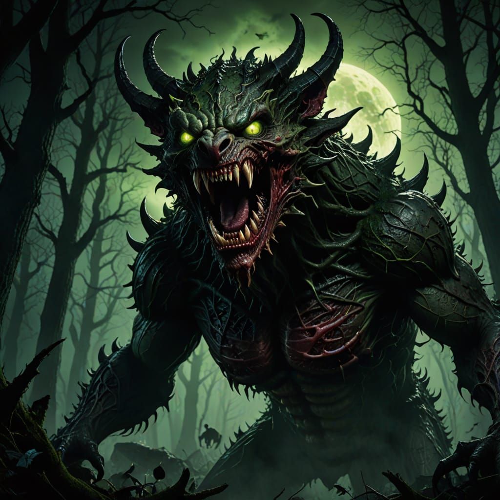 Macabre Meat Creature in Dark Gothic Horror Art