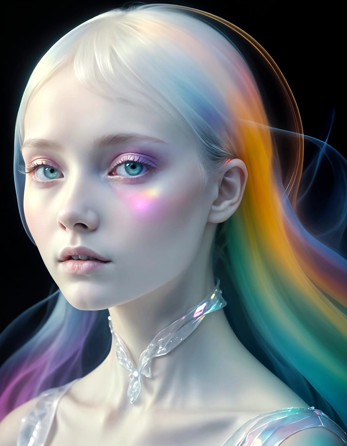 Human Figure with Translucent Colorful Aura