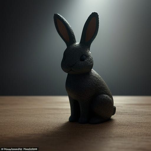 Contemplative Clay Bunny in Warm Cinematic Light