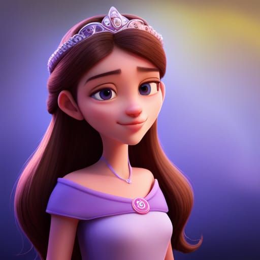 Princess with Flowing Hair: 3D Digital Art