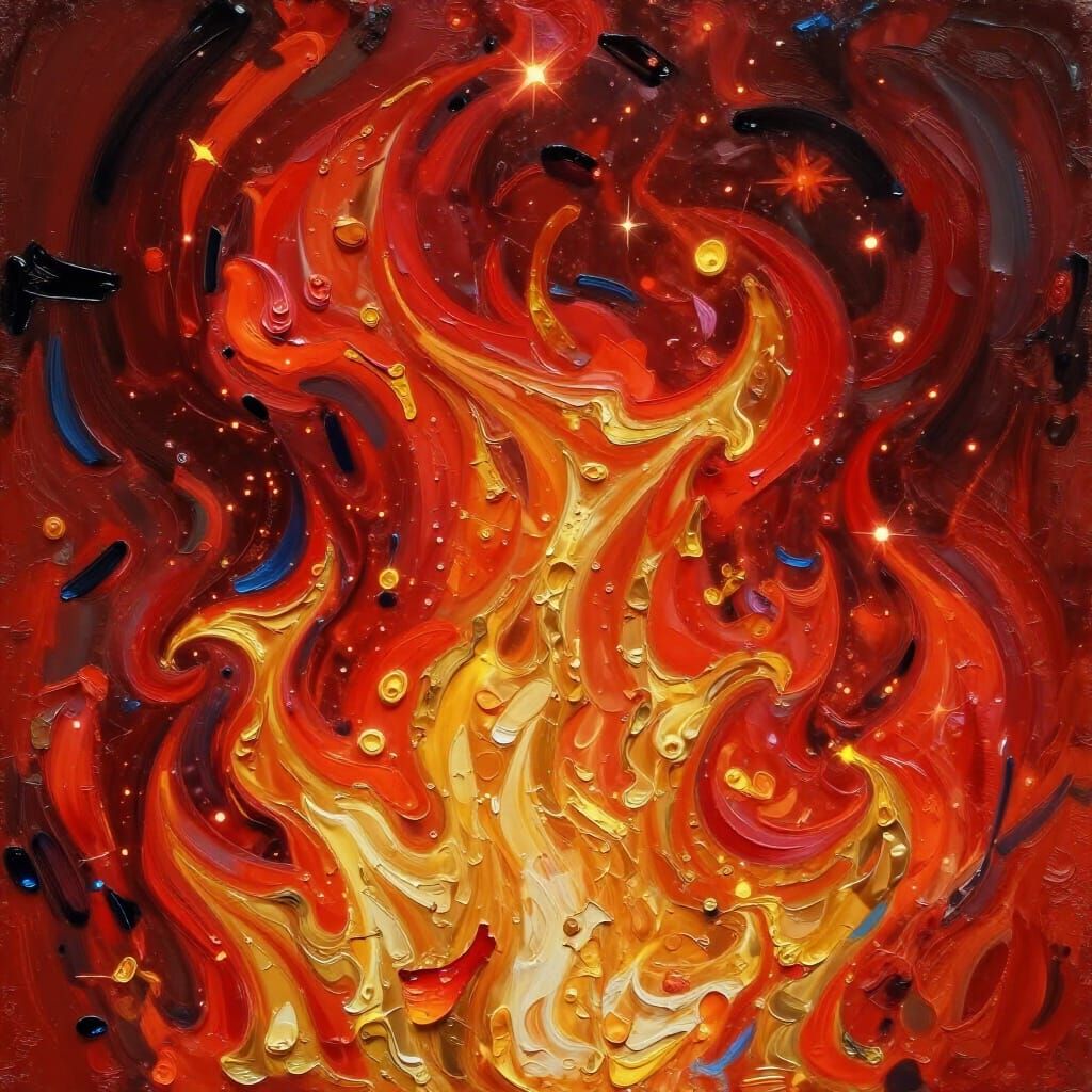 Abstract Fire with Pulsing Embers and Bold Textures