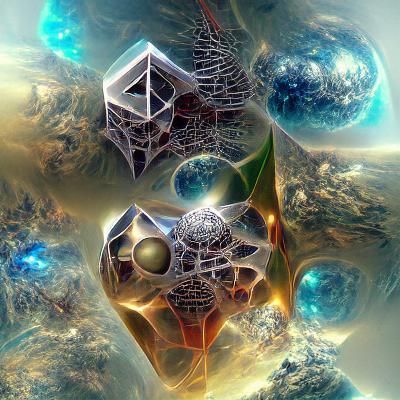 Quantum Universe Portal with Liquid Metal, Detailed Sci-Fi A...