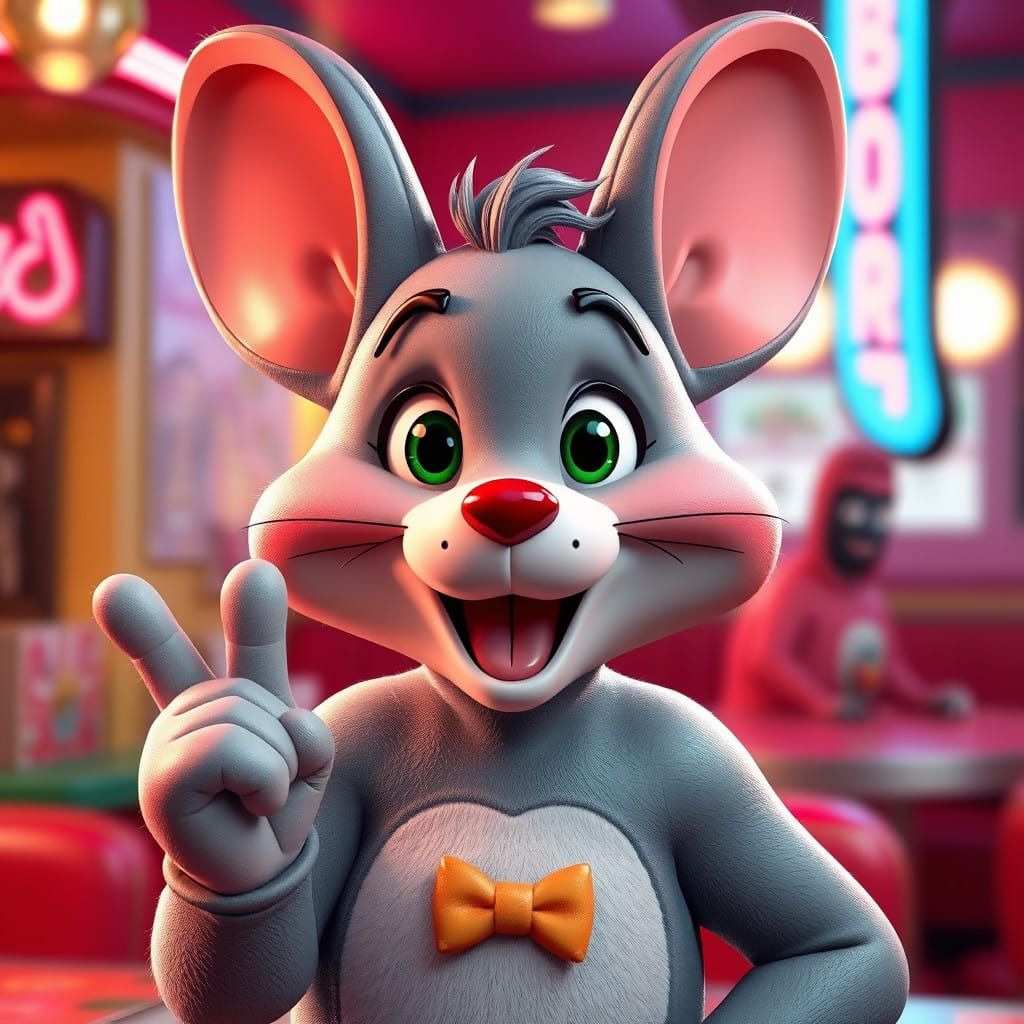 Vibrant Anime-Inspired Chuck E. Cheese in Whimsical Fantasy...