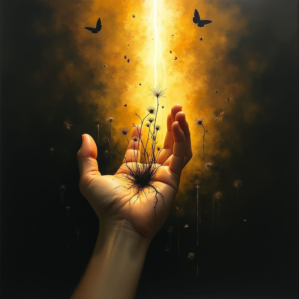 Resilience and Hope: Hand Reaching for Light