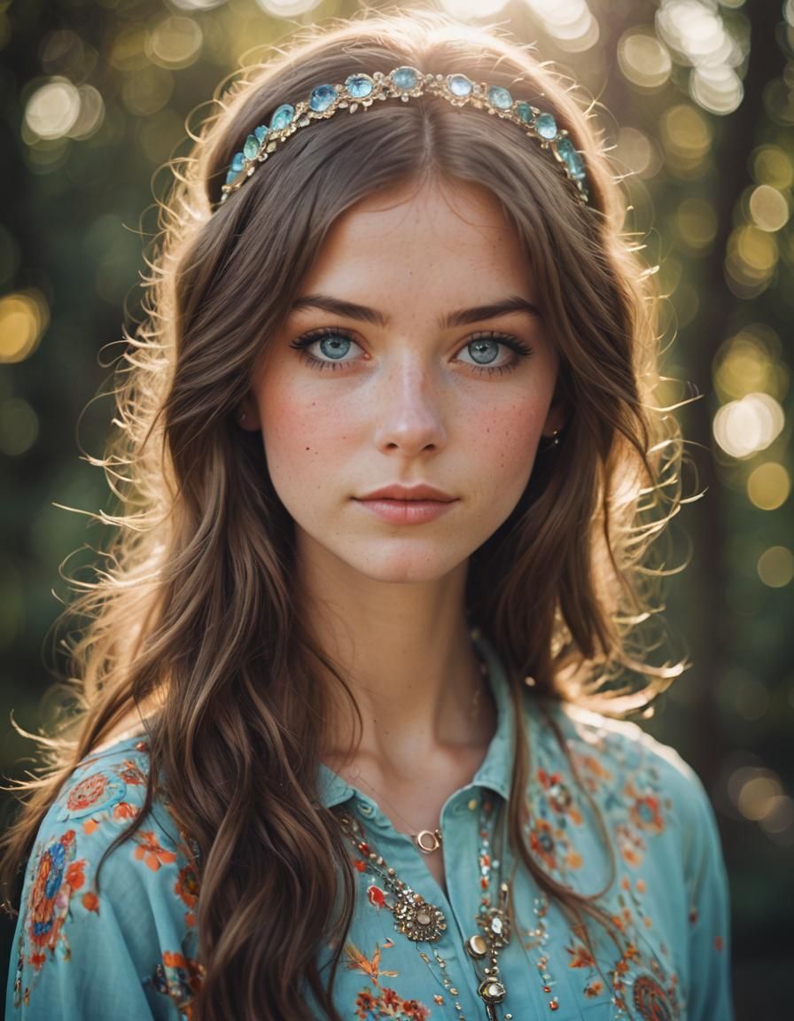 Groovy 60s Hippie Girl Portrait