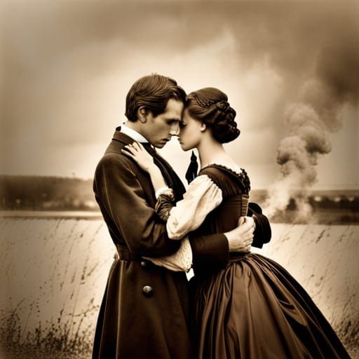 Civil War Love Story in Retouched Black and White