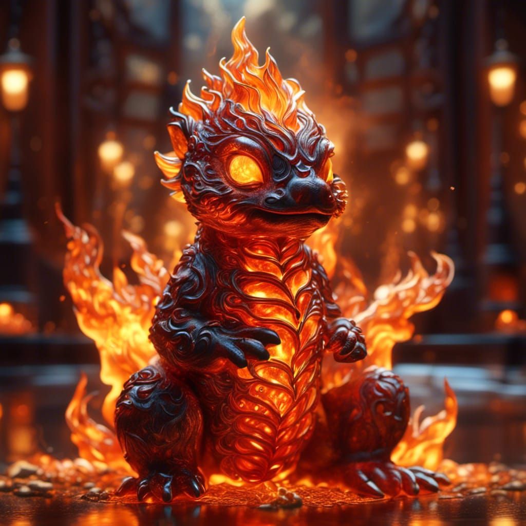 Adorable Fire Creature in Hyperrealistic Concept Art