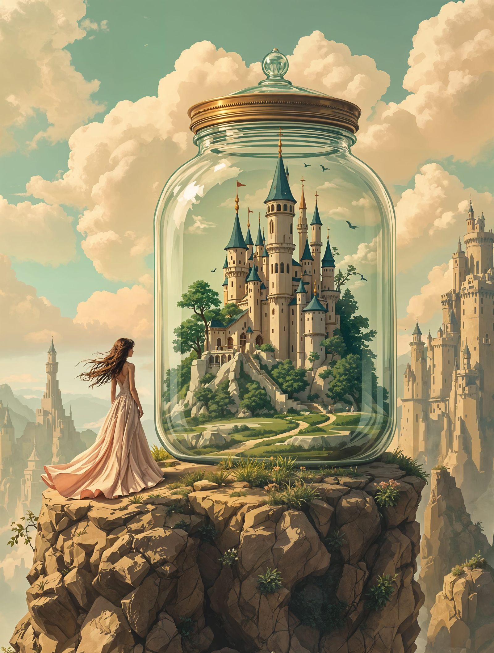 Whimsical Castle Scene in Soft Focus