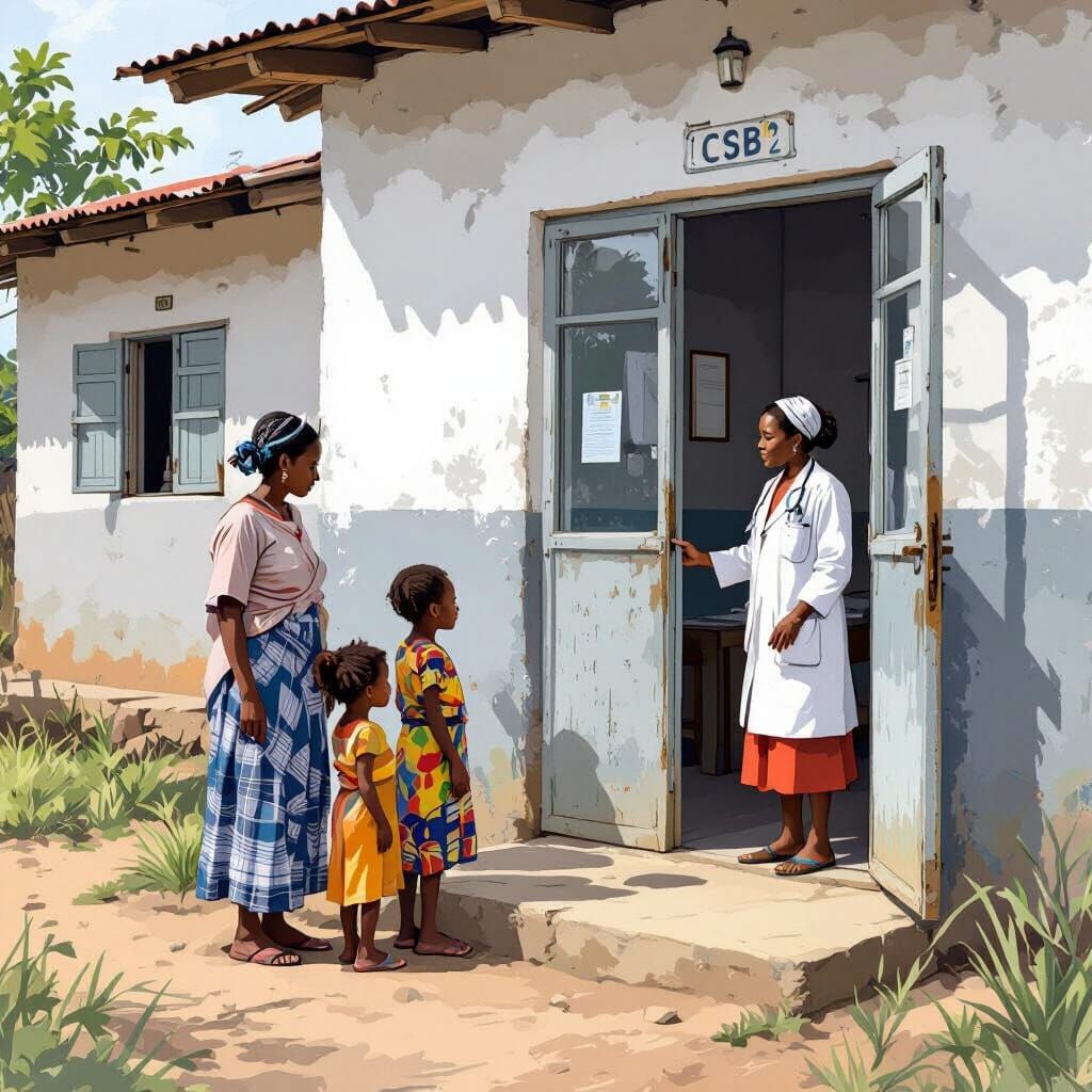 Madagascan Family Arrives at Health Center with Nurse