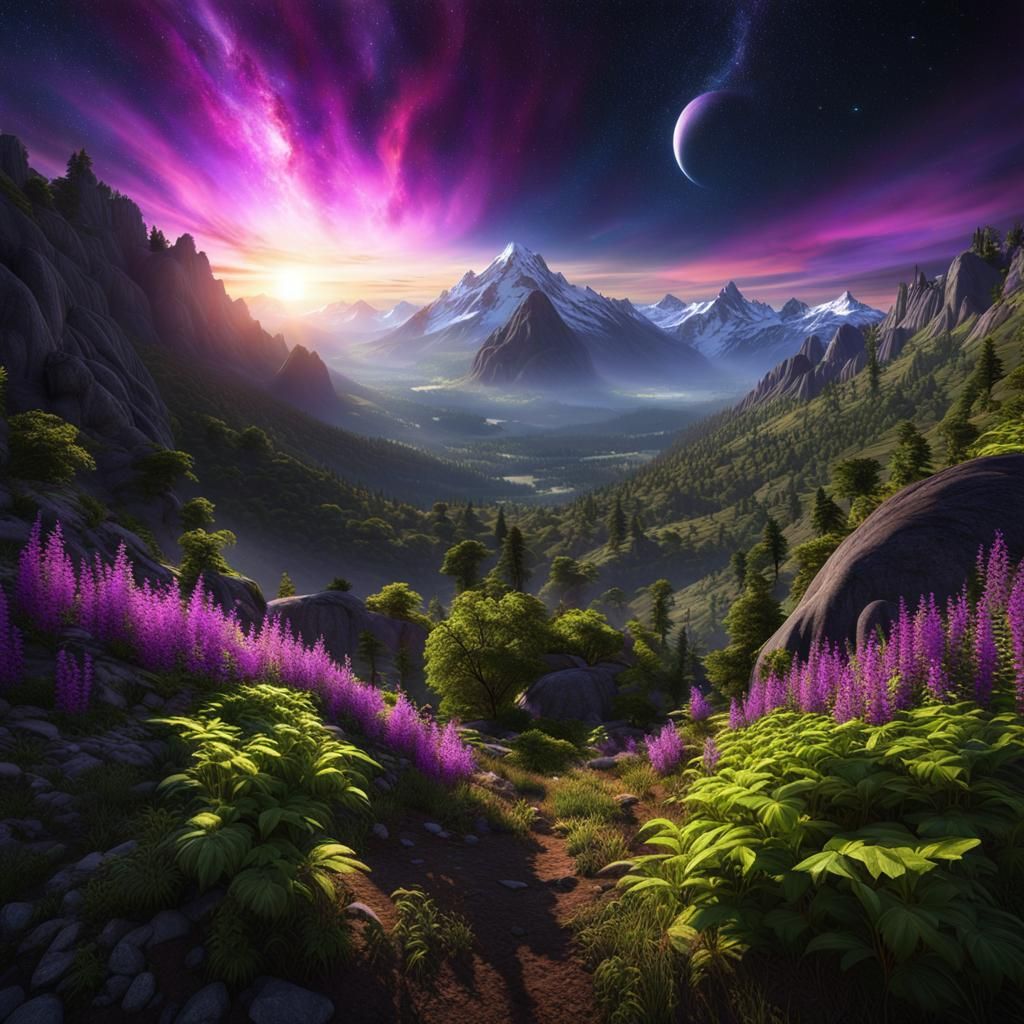 Spectacular Mountain Landscape: Day and Night Divide