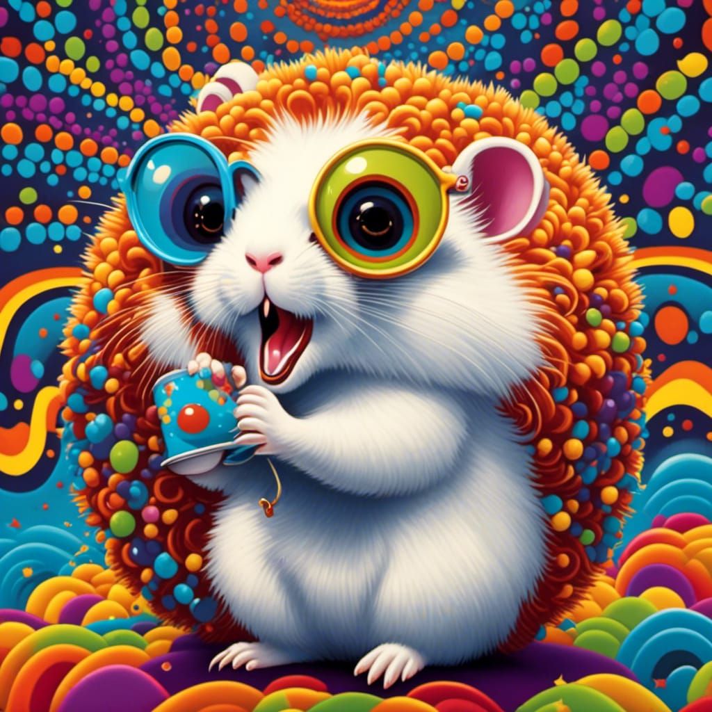 Hamster with Afro Dancing at Disco in 70s Style