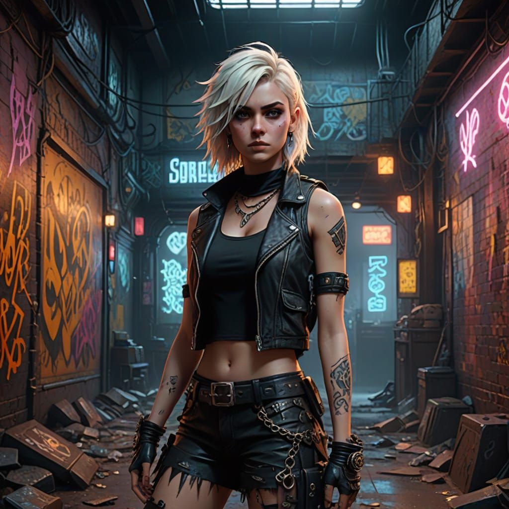 Punk Goddess in Neon Grit