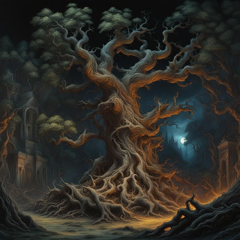 Tree of Death: Hyperrealistic Concept Art