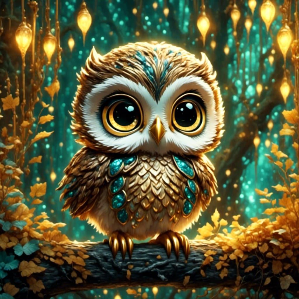 Cute Baby Owl with Big Eyes