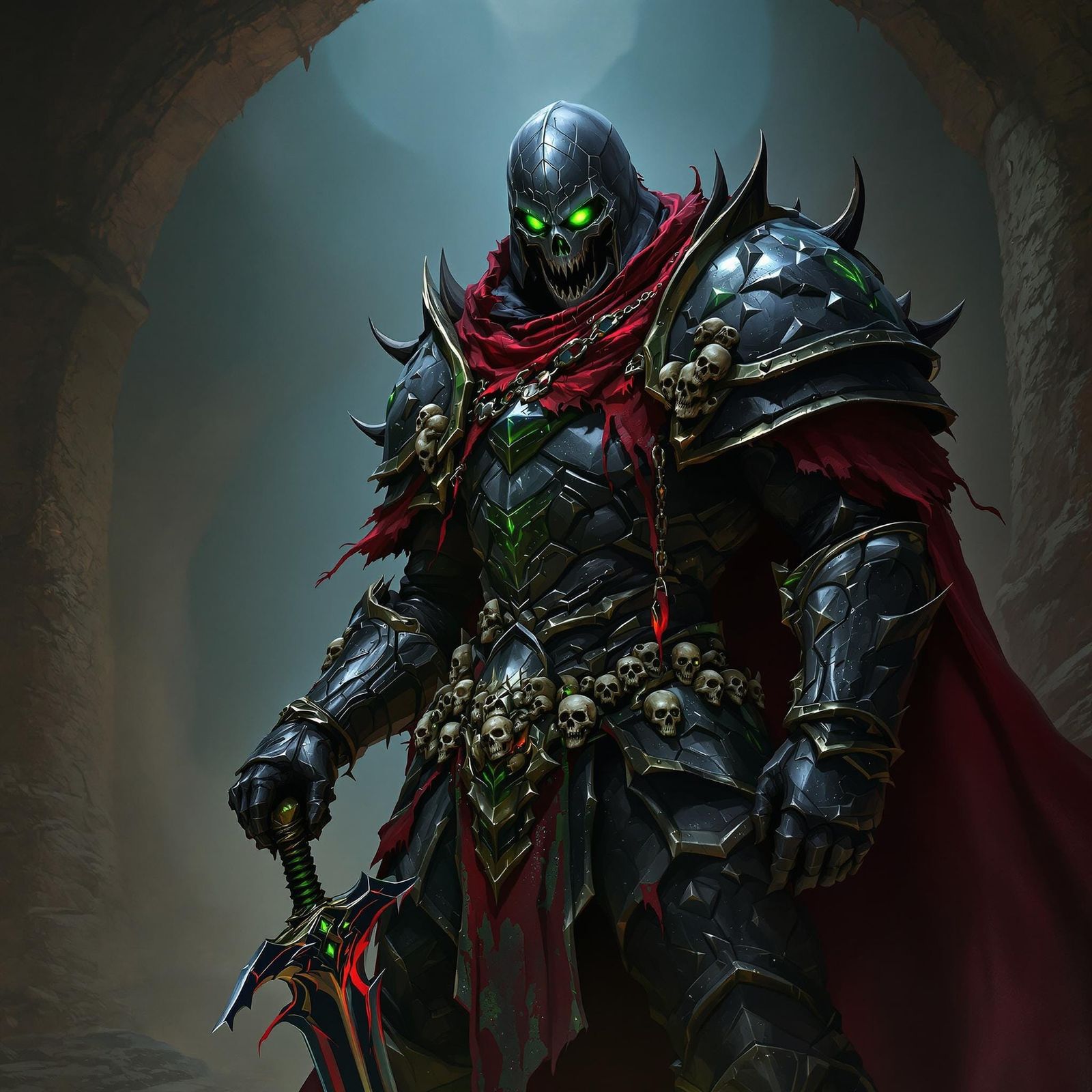 Gothic Death Knight in Dark Fantasy Armor