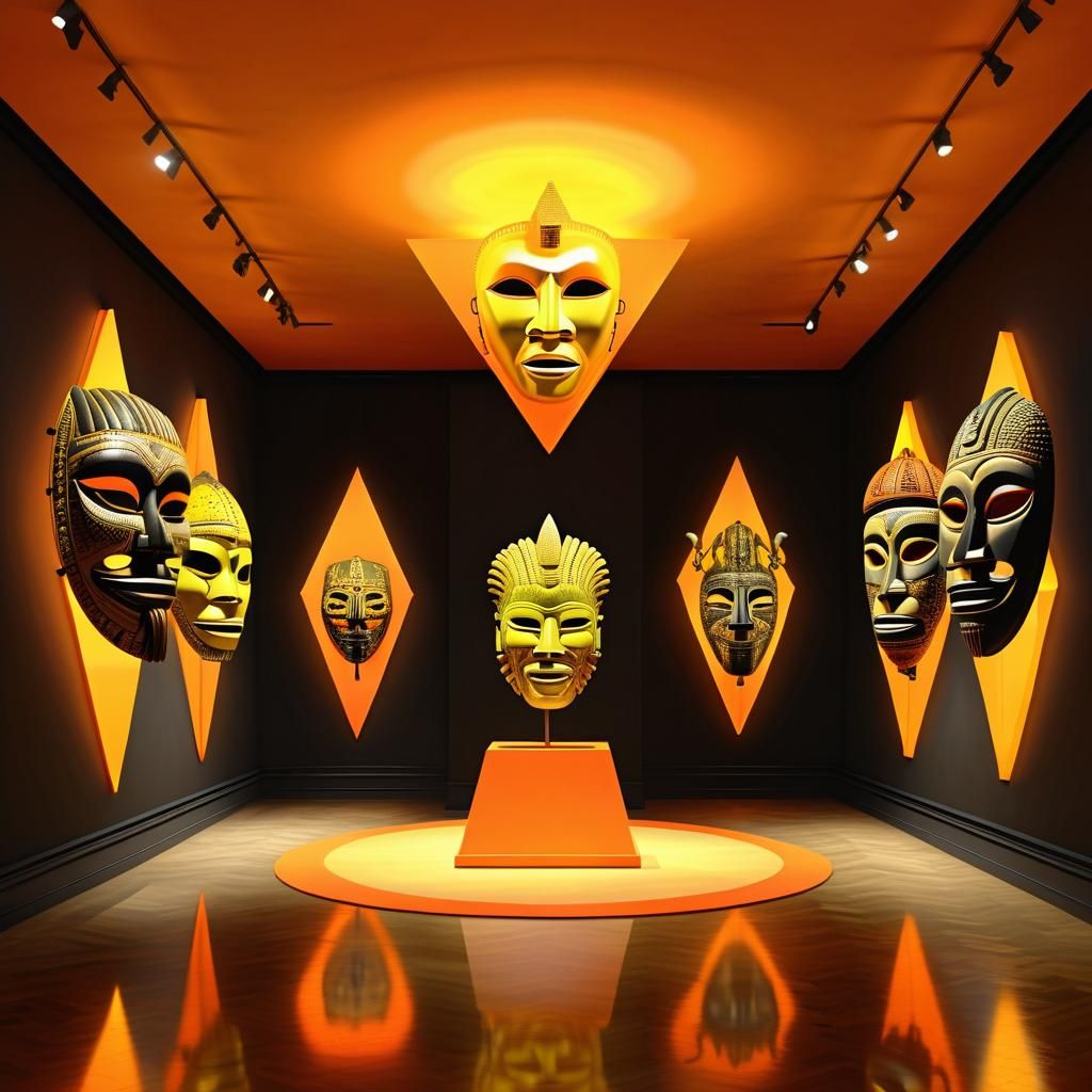 African Mask in Fractal Mandelbulb Pyramid