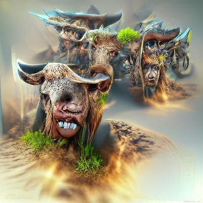 Aurochs Wild Gang in Detailed 8K 3D Rendering