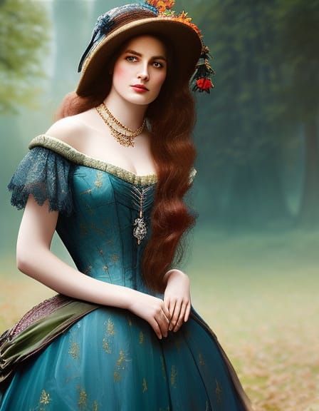 Victorian Beauty Portrait in Oil Painting Style
