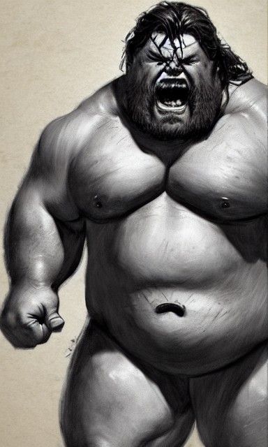 Monstrous Dwarf Strongman in Hyperrealistic Comic Style