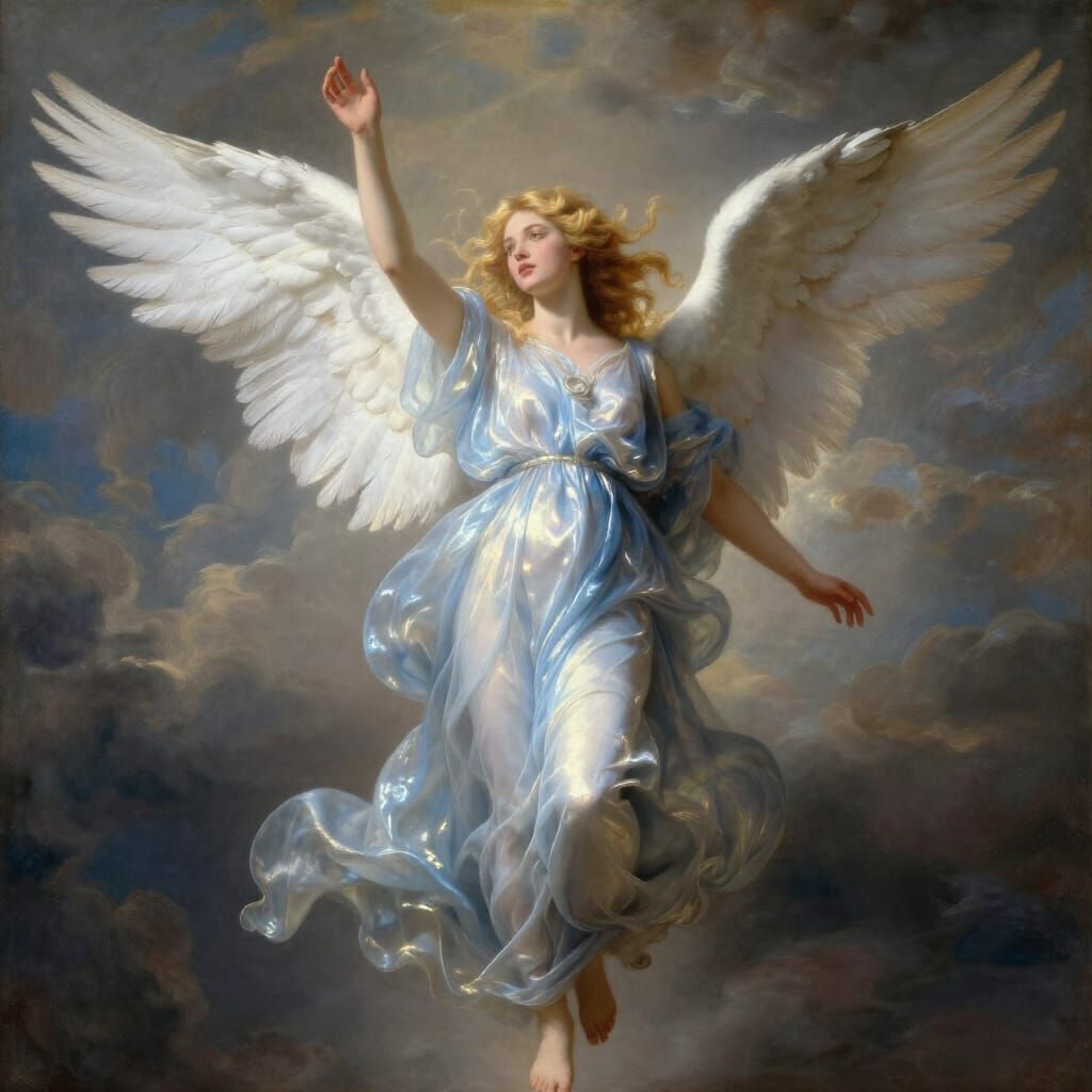 Ethereal Angel Ascending in Baroque Style