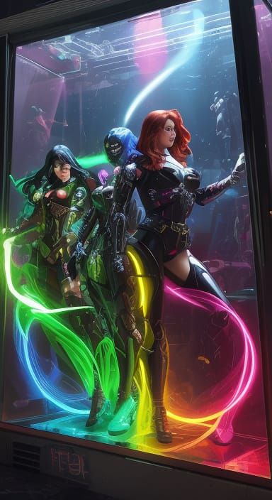 Dynamic Female Action Figures in Retro-Futuristic Style