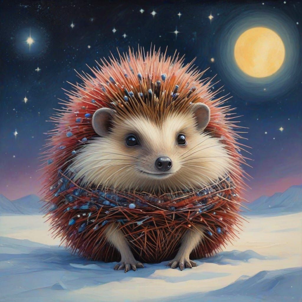 Celestial Hedgehog Wishes Winter Greetings