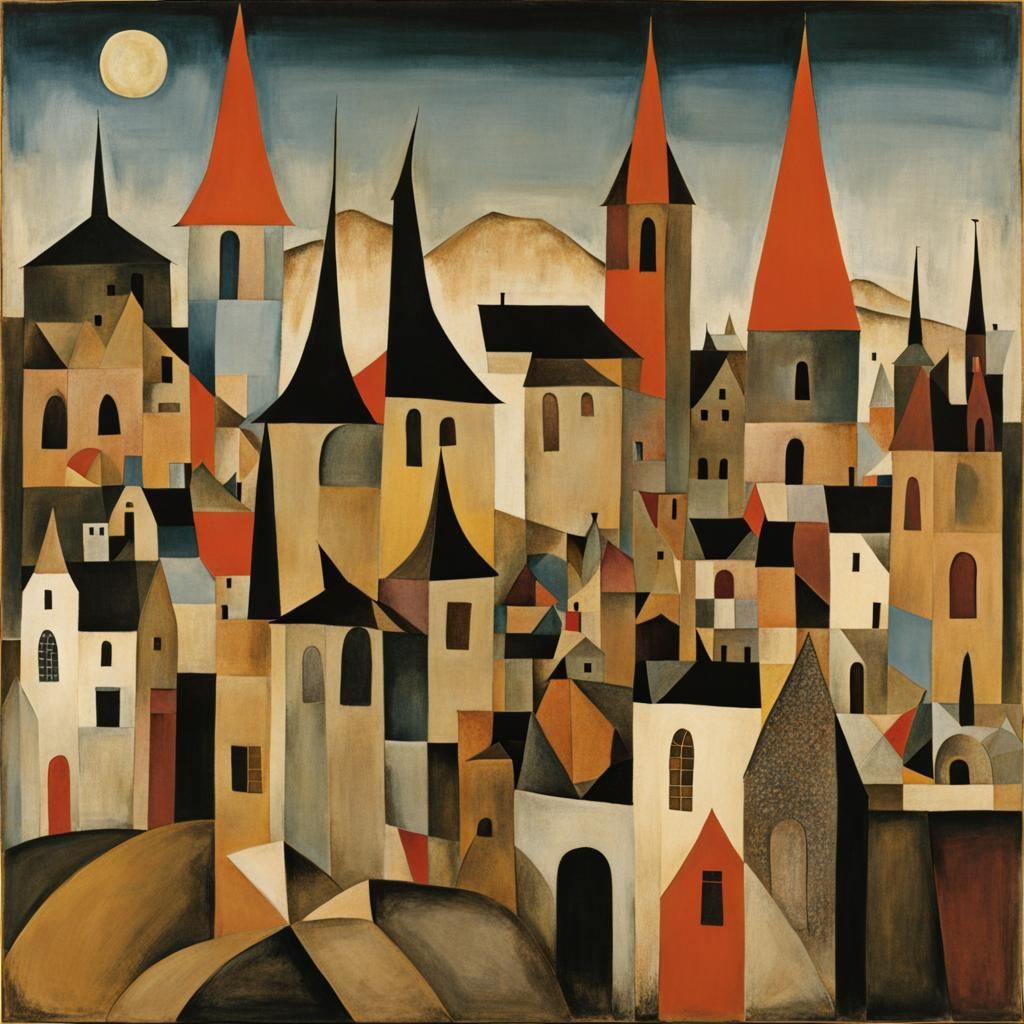 Abstract Townscape in Style of Dada Art