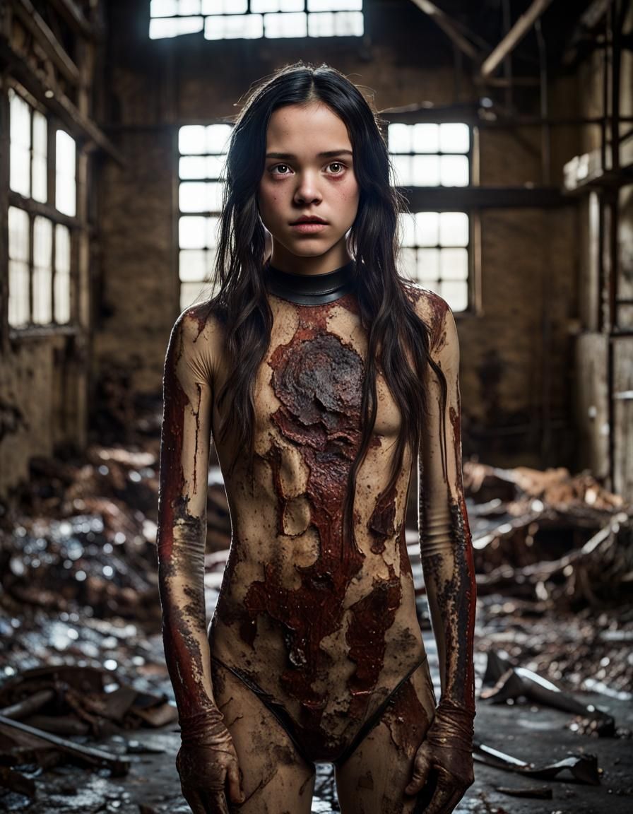 Wednesday Addams in Decayed Warehouse: Professional Portrait