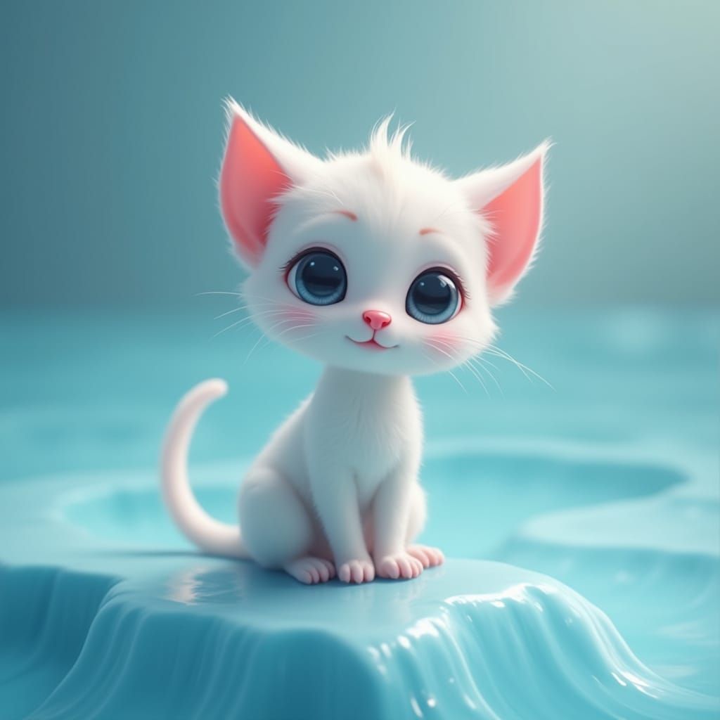 a single high detailed close up, an adorable thin animated w...