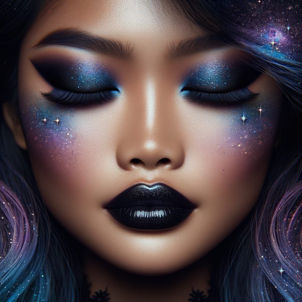 South Asian Goddess Radiates Mystic Aura in Close-Up Portrai...