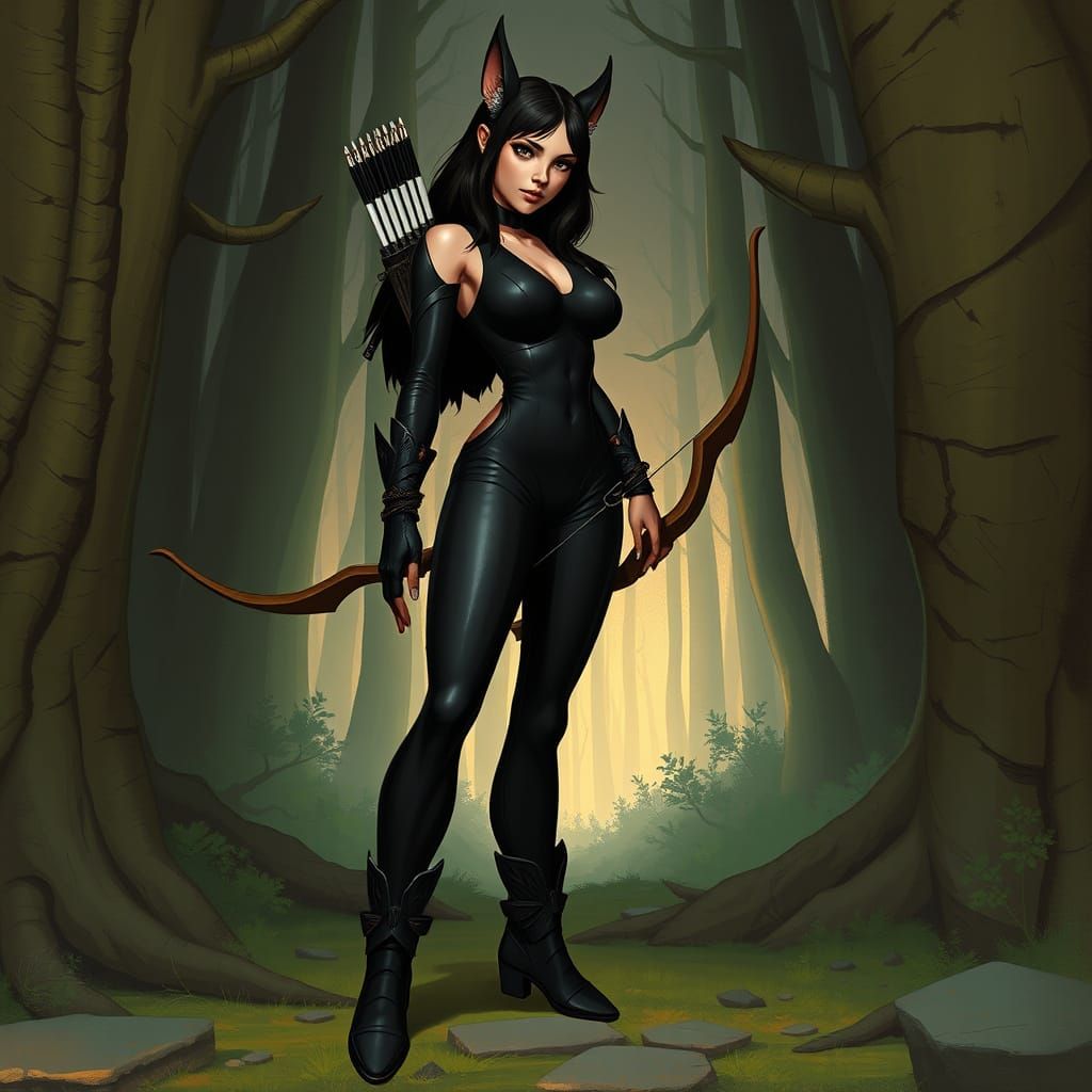 Romi the Huntress in a Mystical Forest