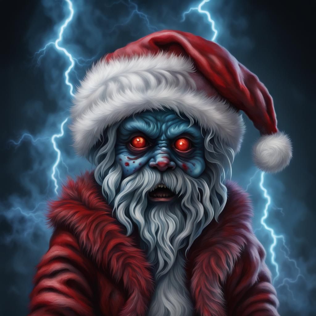 Horrific Christmas Santa Zombie Hybrid with Tentacles